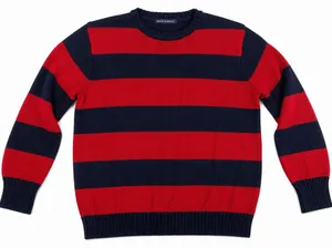 Brandy Melville Brianna Striped Sweater Red Navy Crew Neck Relaxed Fit thumbnail 1