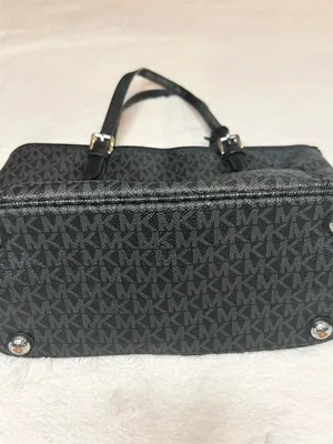 Michael Kors Black Signature MK Logo Jet Set Tote Bag with Front Pocket thumbnail 3