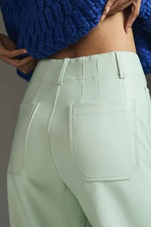 Maeve by Anthropologie The Colette Wide Leg Crop Faux Leather Edition Mint 27P thumbnail 4