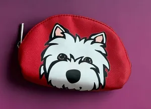 MARC TETRO Red Yorkie Coin Purse Pouch Money Holder thumbnail 1