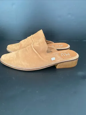 Musse &Cloud Pointed Toe Heeled Suede Mules Tan Size 7 thumbnail 3