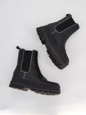 Marc Fisher LTD Patrick Chelsea Lug Sole Boots Black Leather 8.5 thumbnail 3