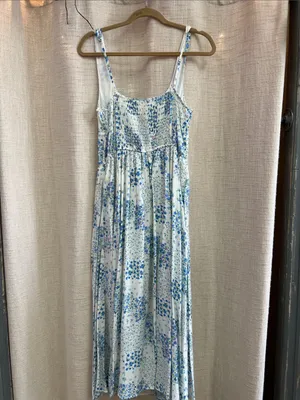 Floral Sleeveless Corset Front Tie Midi Dress Large thumbnail 16