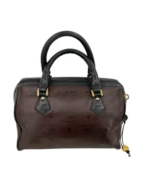 HCL Vintage 80s 90s Brown Leather Monogram Handbag Luxury Classic thumbnail 9