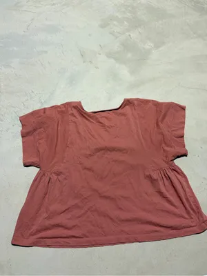 Madewell Pink Short Sleeve V-Neck Peplum Tee large thumbnail 7
