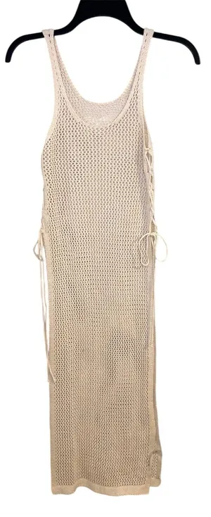 Beige Crochet Tank Maxi Swimwear Coverup Tan Size XS thumbnail 1