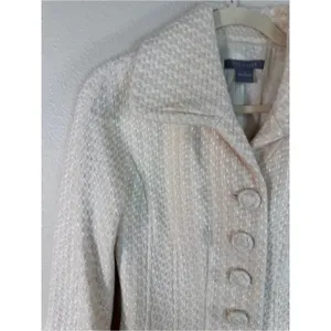 Ann Taylor Cream Wool Blend Blazer Jacket Womens 2 Retro Jackie O Classic Glam thumbnail 7