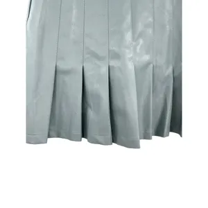 Aureum Sky Blue Vegan Leather Pleated Skirt Size‎ Small thumbnail 8