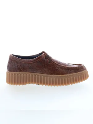 Clarks Women's Brown Textured Leather Platform Loafer thumbnail 2