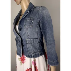 Abercrombie & Fitch Size Small‎ Blue Denim Jacket 3/4 Sleeves Button Up thumbnail 12