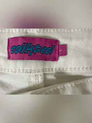 Edikted White Jagger Low Rise Denim Shorts Sz L New without tags thumbnail 8