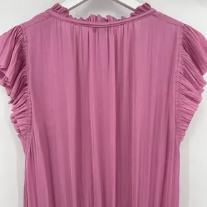 Current Air Anthropologie Solid Pink Zoey Pleated Smocked Mini Dress Size XS thumbnail 7