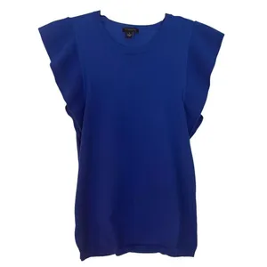 Ann Taylor blue ruffled sleeve knit top size small thumbnail 2