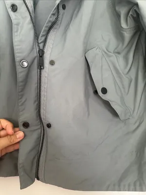 Everlane Cropped City Anorak Rain Coat Jacket Hooded in Blue-Gray Sz S thumbnail 6