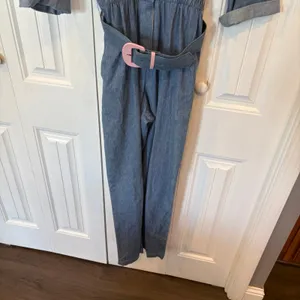 D.‎ Frank Denim Belted Jumpsuit Size 8 Blue thumbnail 2