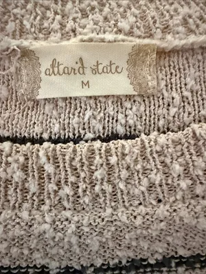 Altar'd State Striped Crewneck Sweater in Beige and Black thumbnail 4