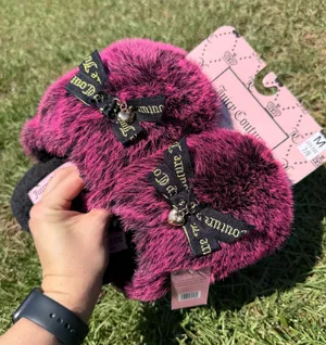 Juicy Couture women Fuchsia pink Faux Fur slippers thumbnail 1