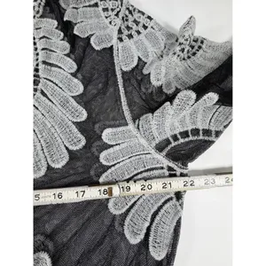 Ember Grey Black Floral Lace Mesh Kimono Cardigan Tie Front ST8449 NWT Medium thumbnail 6