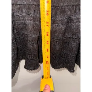 Free People Mini‎ Dress Women Medium Black Textured Ruffle Hem Boho Scoop Neck thumbnail 6