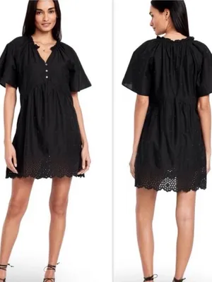 NWT Black Eyelet Flutter thumbnail 2
