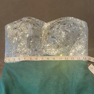 Women’s Green & Silver Full Length Prom Party Dress CorsetBack Size M (8/10) NWT thumbnail 8