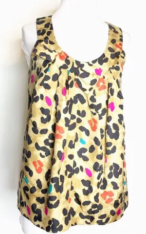 Kate spade silk leopard celesta print bow tank‎ top sz XS thumbnail 1