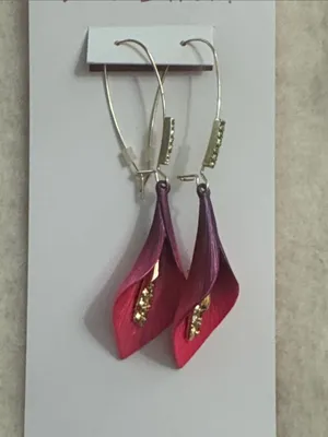 BETSEY JOHNSON CALLA LILY Pink Enamel Leaf Ring with Crystal Accents Sz 7 1/2 thumbnail 8
