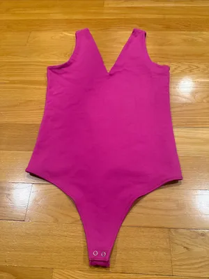 Abercrombie & Fitch soft collection hot pink thong bodysuit size small . thumbnail 1