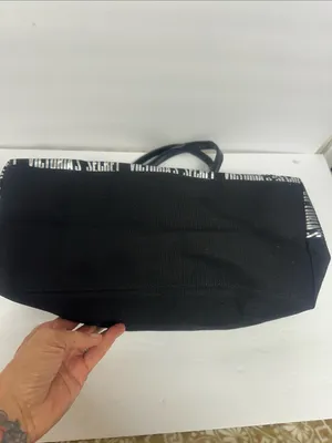 Victoria's Secret Black & Silver Sequin Logo Tote Bag and pouch Set thumbnail 6