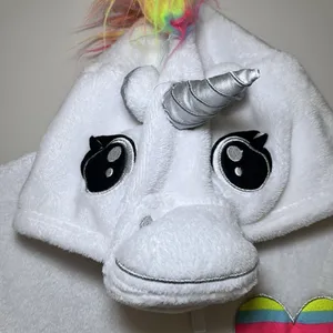 Rainbow Unicorn Fleece‎ One Piece Zip Up Hoodie Pajamas Large Costume Halloween thumbnail 3