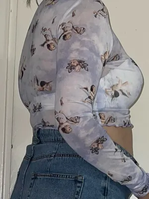 Blue mesh angel crop top. thumbnail 2