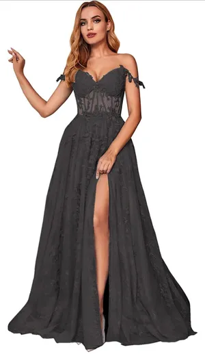 Black Corset Top Prom Dress thumbnail 1