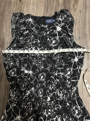 Sleeveless Black & White Floral High-Low Dress thumbnail 12