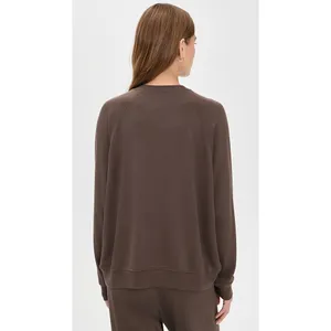 Splits59 Andie Oversized Soft Modal Fleece Sweatshirt Dark Chocolate Cozy Large thumbnail 3