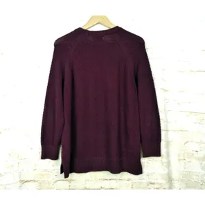 Old Navy Textured Knit Tunic Sweater Women S Burgundy Cotton Crew Cozy Relaxed thumbnail 8
