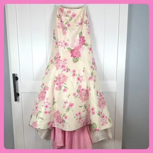 Sherri Hill Pink Lace Sequin Top‎ Open Back Bow Tie Crop Party Evening Cocktail thumbnail 6