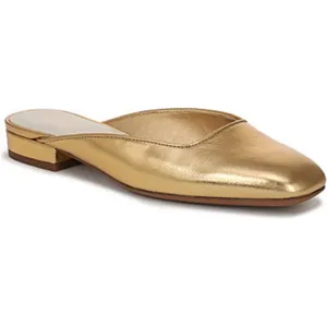 NEW Franco Sarto Women's Dayla Square Toe Block Heel Mules Gold Faux Leather thumbnail 3
