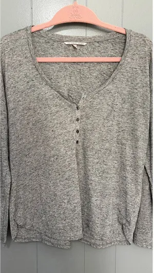 Victoria's Secret Gray Top Purple Plaid Pants Loungewear Pajama Set S Long thumbnail 1
