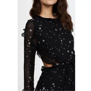 Fame & Partners Kye Star Print Ruffle Open Back Mini Dress Size 2 NWT thumbnail 4