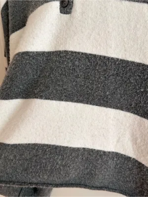 No Boundaries Striped Knit Polo Sweater Henley Grey White XL 16-18 Preppy thumbnail 7