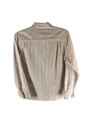 Eddie Bauer Womens Striped Button-Up Shirt 100% Cotton Long Sleeve White Pink S thumbnail 2