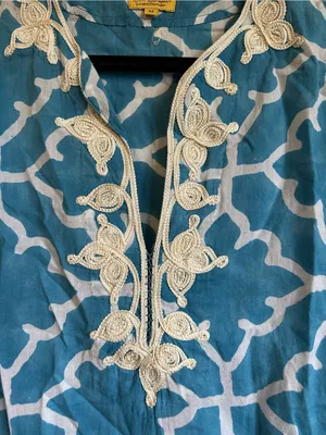 Roberta Roller Rabbit Cotton Printed Tunic Dress Women’s Medium India Blue White thumbnail 2