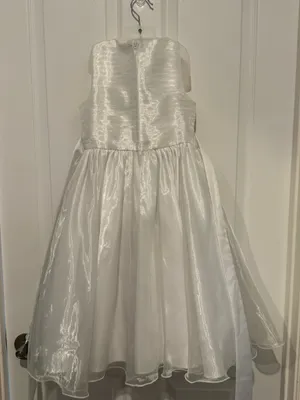 Couture Princess Girls White Formal Dress Size 7 Rhinestone Waist Bow Back thumbnail 3