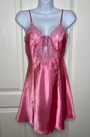 Vintage Frederick’s Of Hollywood Nightie Slip Chemise Rose Pink Lace Detail Sm thumbnail 2