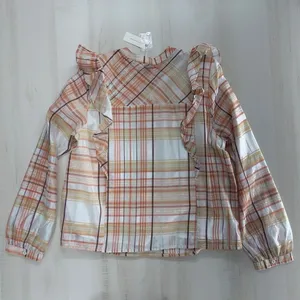 nwt ANTHROPOLOGIE current air ruffle plaid blouse top event work L thumbnail 6