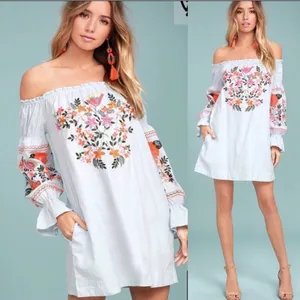 We The Free Free People Women's Light Blue Fleur Du Jour Embroidered Mini Dress Size M‎ thumbnail 2