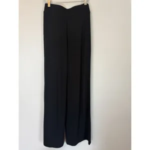 Nuuds Black Ribbed Slinky Modal Black Lounge Pants Wide Leg High Rise XS NEW $88 thumbnail 5
