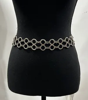 Source Unknown Silver Double-Row Circle Link Chain Belt thumbnail 1