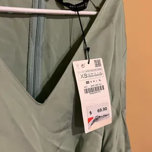 NWT Zara satin effect light green‎ mint mini dress xs thumbnail 6