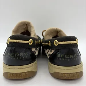 Sperry Top-Sider Womens 6 Boat Shoes Angelfish Black Leopard Lace Up Gold Laces thumbnail 5